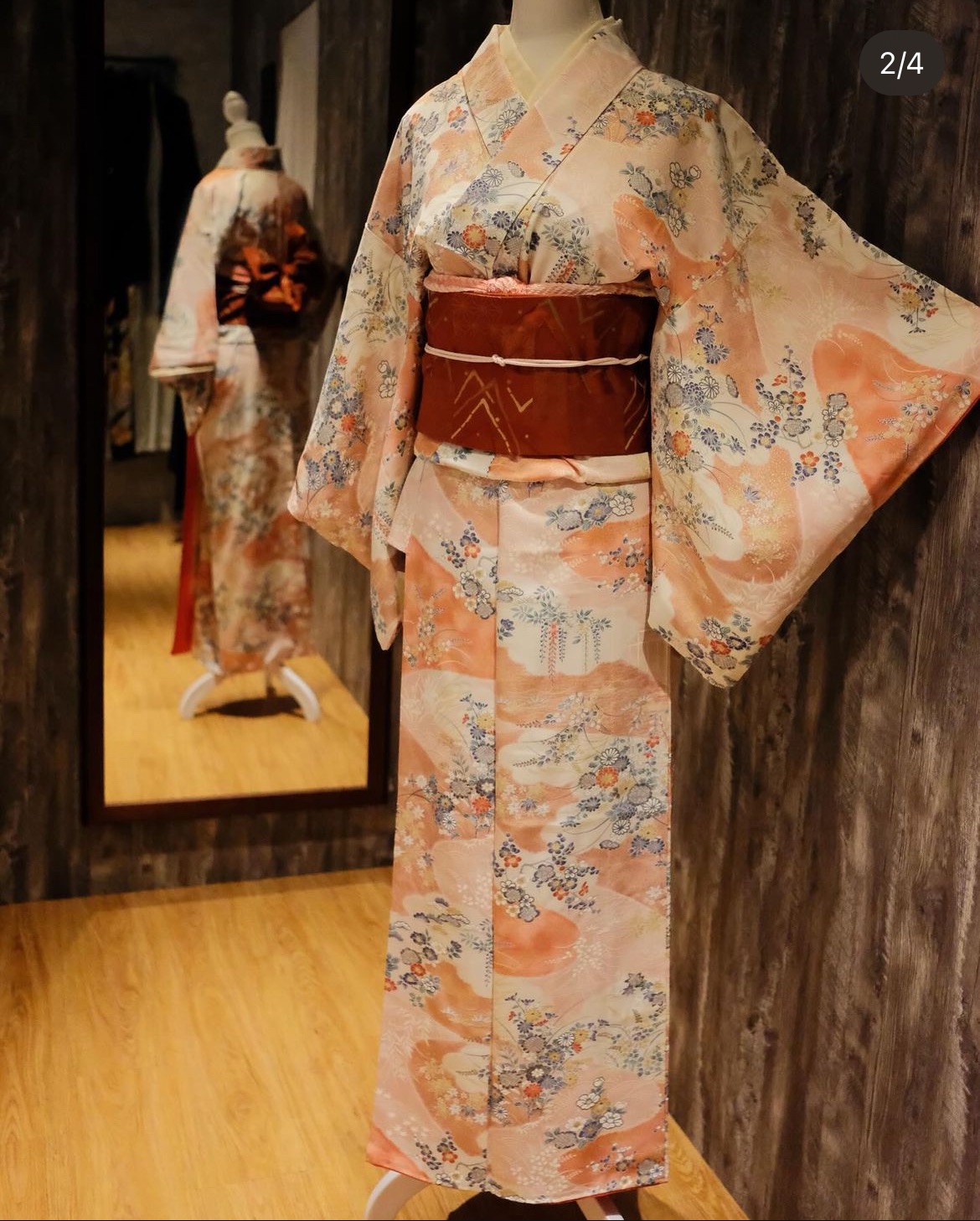 雲與四季之花｜粉色小紋和服（不含腰帶配件）