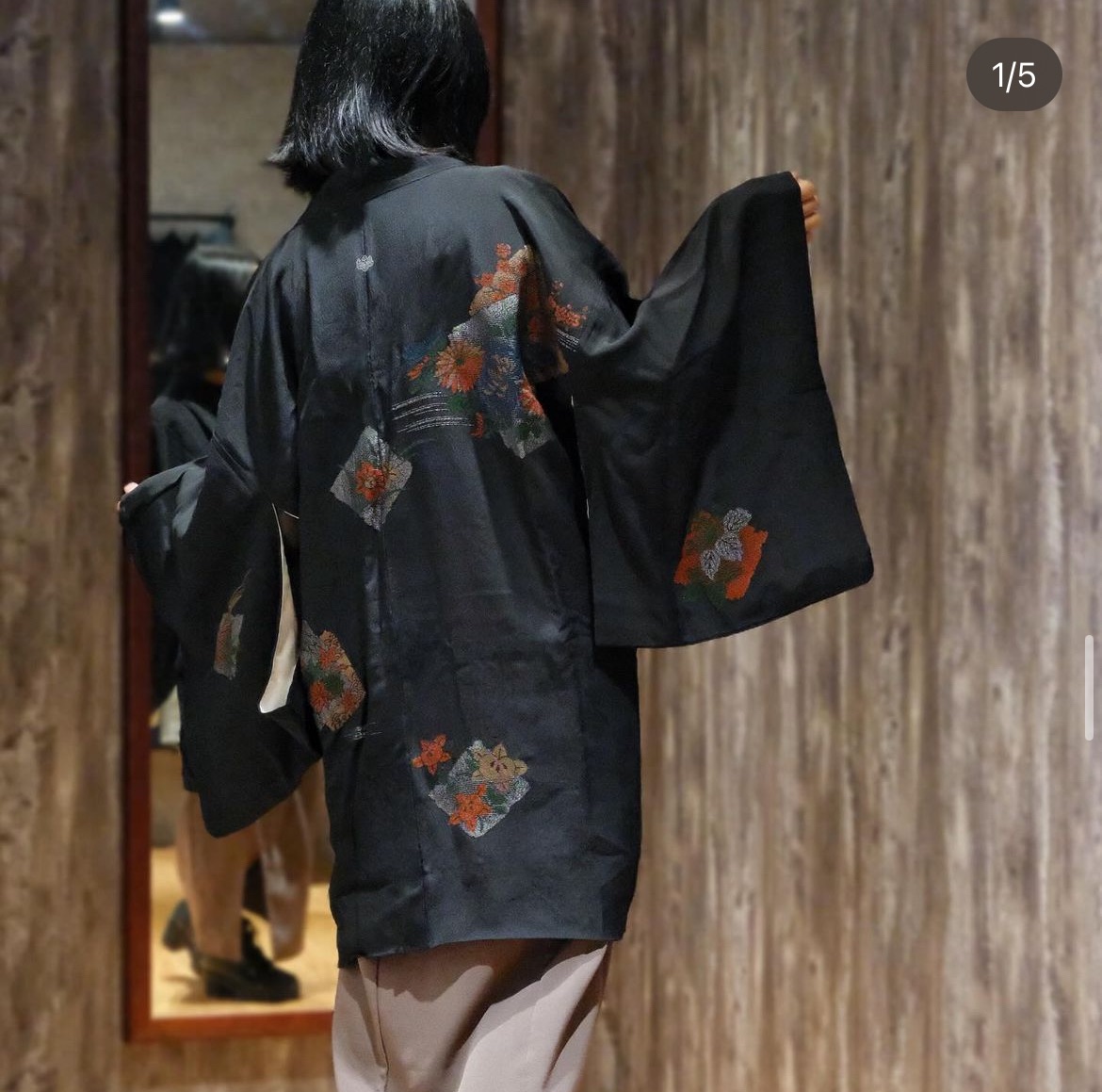 四季之花｜刺繡黑羽織（附羽織紐）