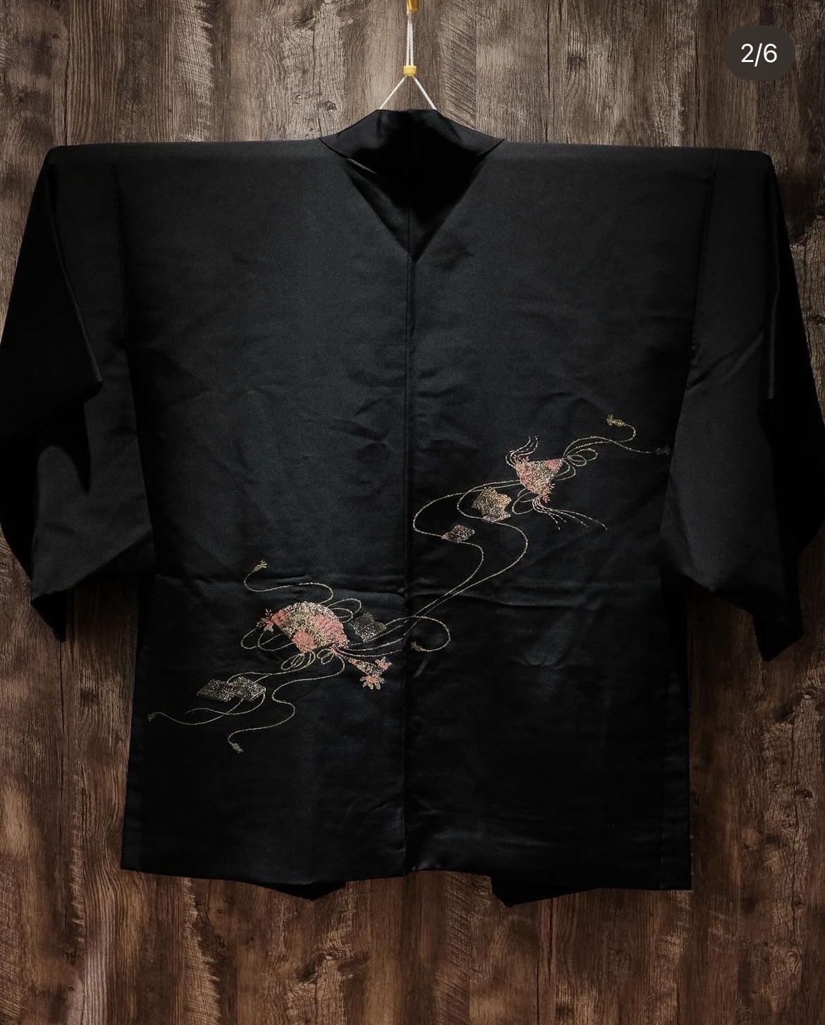 扇｜刺繡黑羽織（附羽織紐）