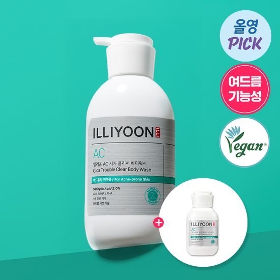 【跟著胖媽韓國🇰🇷玩一夏😎】ILLIYOON AC Cica Trouble 身體祛痘護理沐浴露400ml+50m