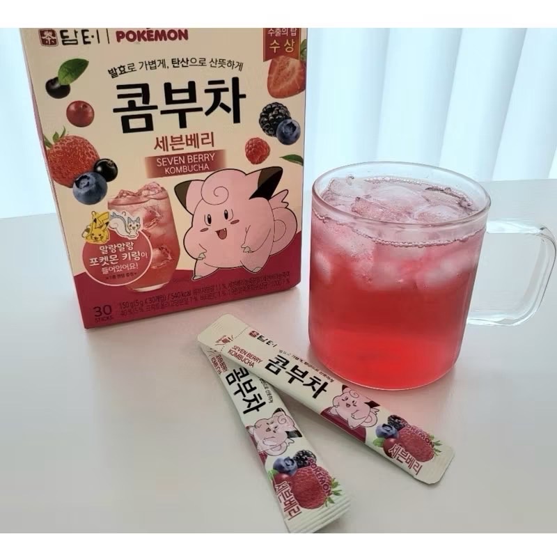 【跟著胖媽韓國🇰🇷玩一夏😎】韓國🇰🇷Damtuh 寶可夢無糖康普茶+鑰匙圈30入/組