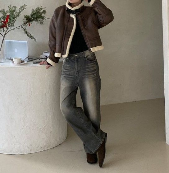 【ZEPH】韓國🇰🇷 Teen Gray Banding Wide663_ 牛仔褲 灰色 簡約 寬邊