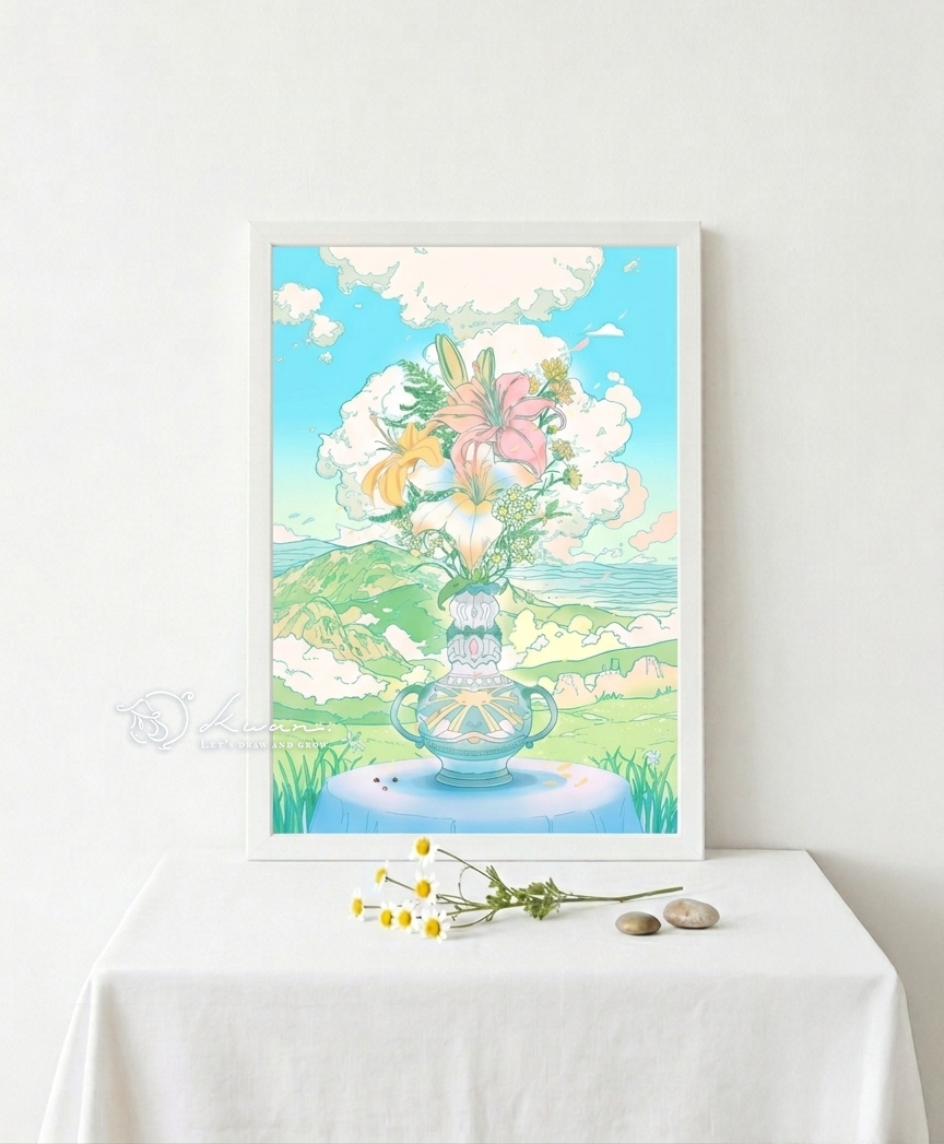 海報｜《綻放花瓶 In Bloom 》A4原創插畫