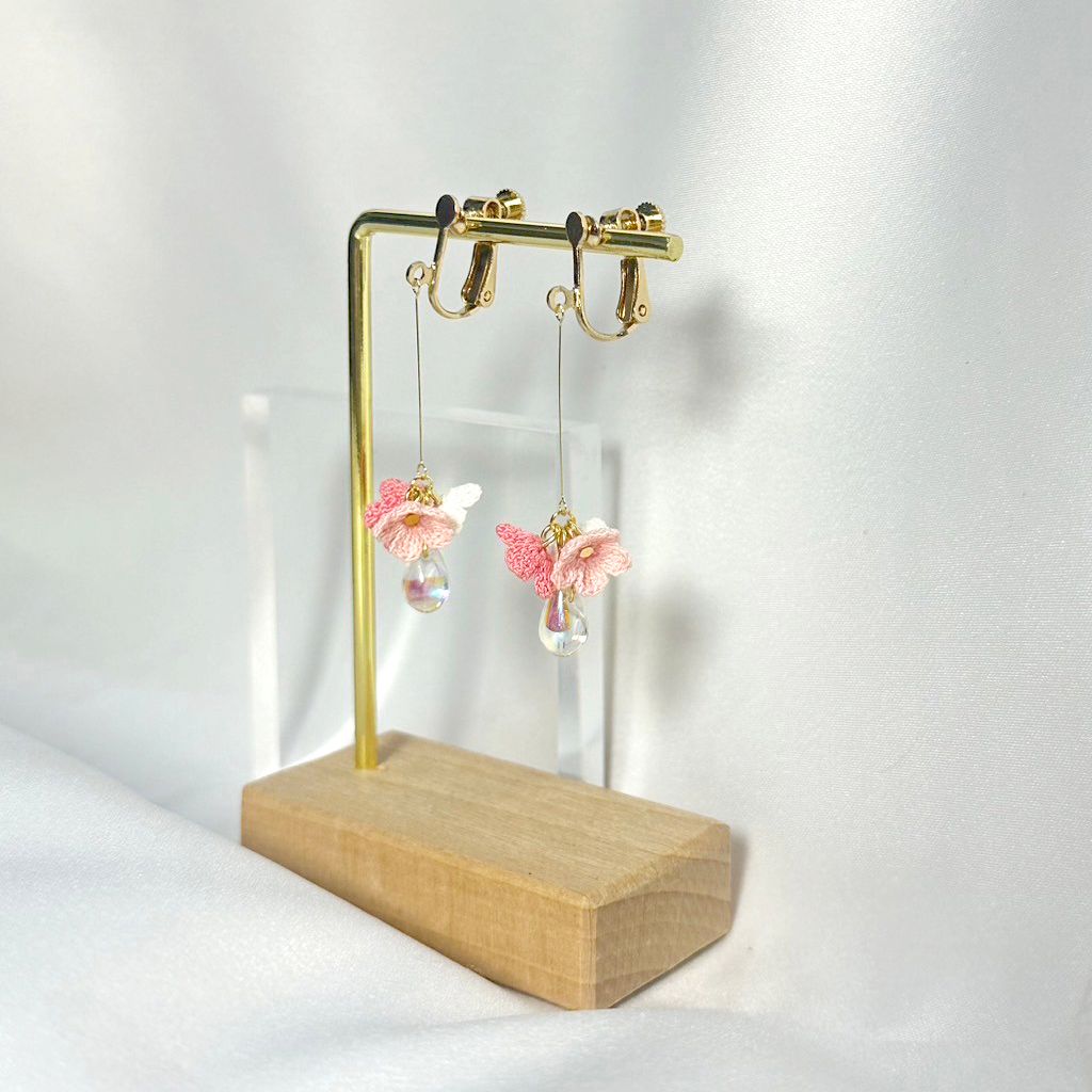 水滴小花耳環