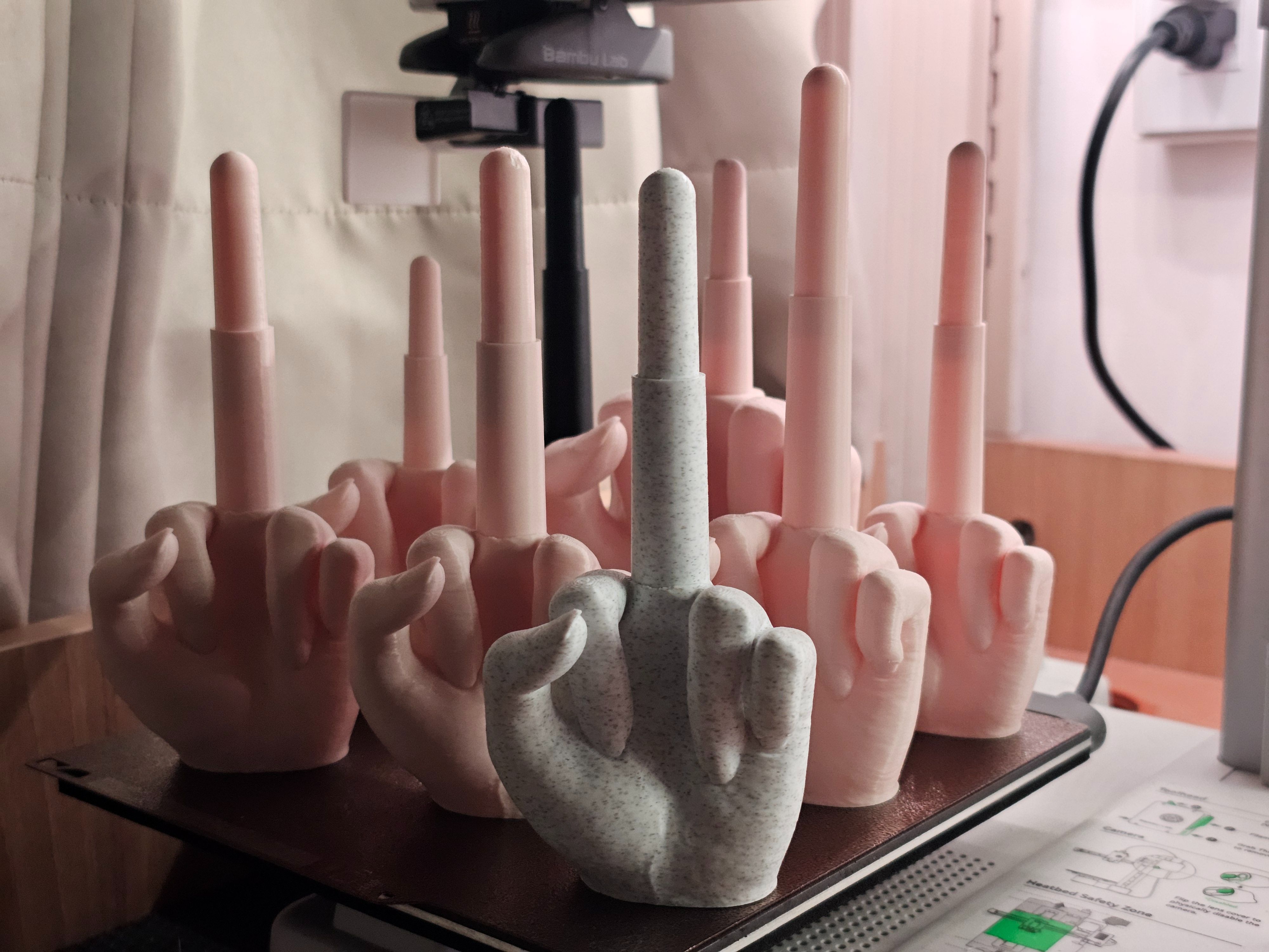 伸縮中指手收 3D列印 桌面擺飾小物 搞怪玩具