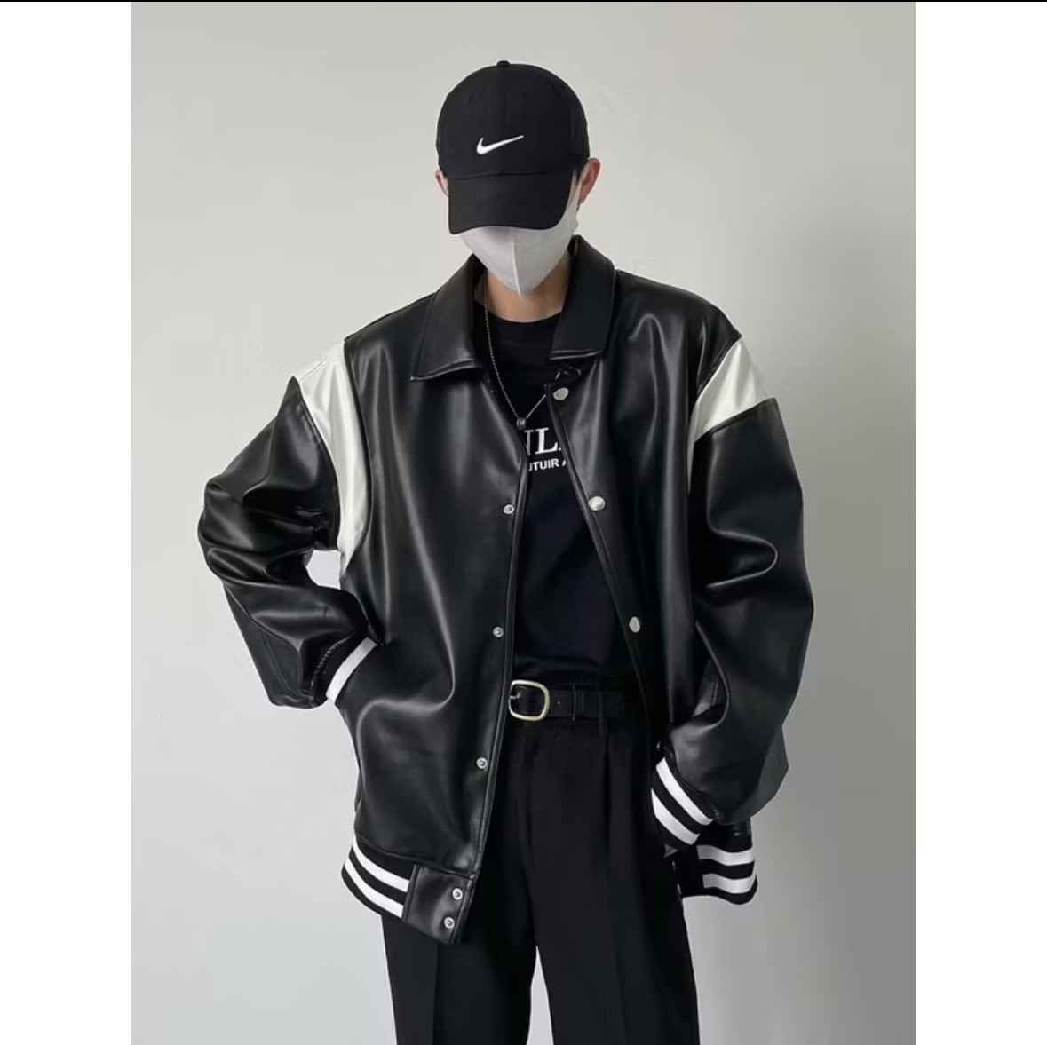 韓版皮革棒球外套