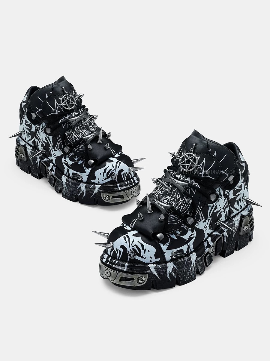 美式龐克風卯釘噴漆厚底鞋