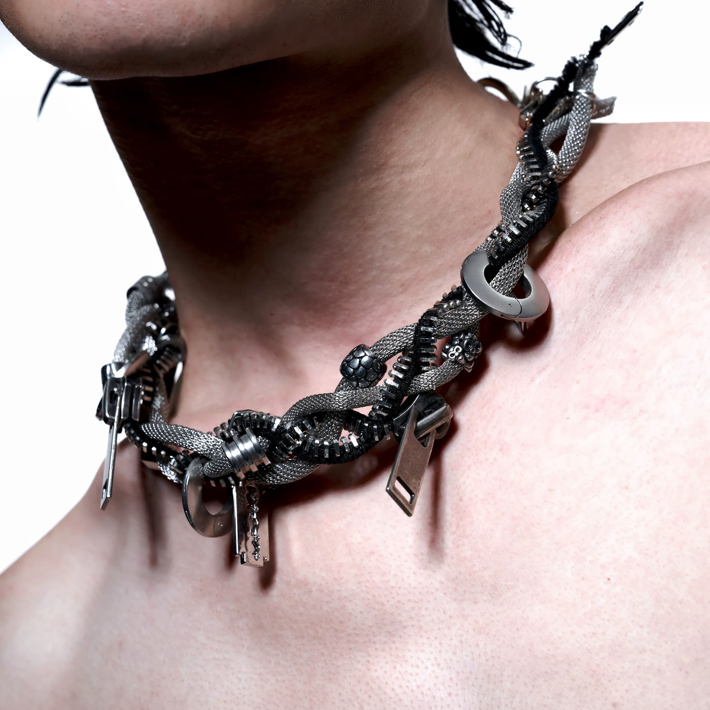 朋克風機械金屬蛇紋項鏈