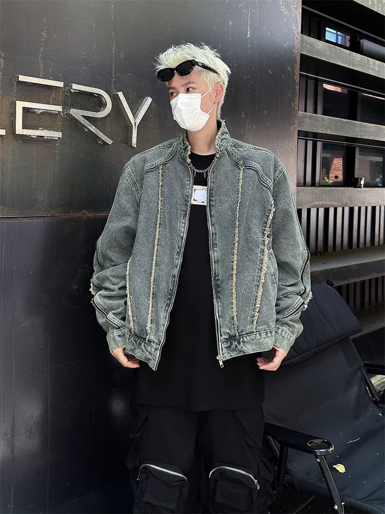 美式毛邊牛仔外套