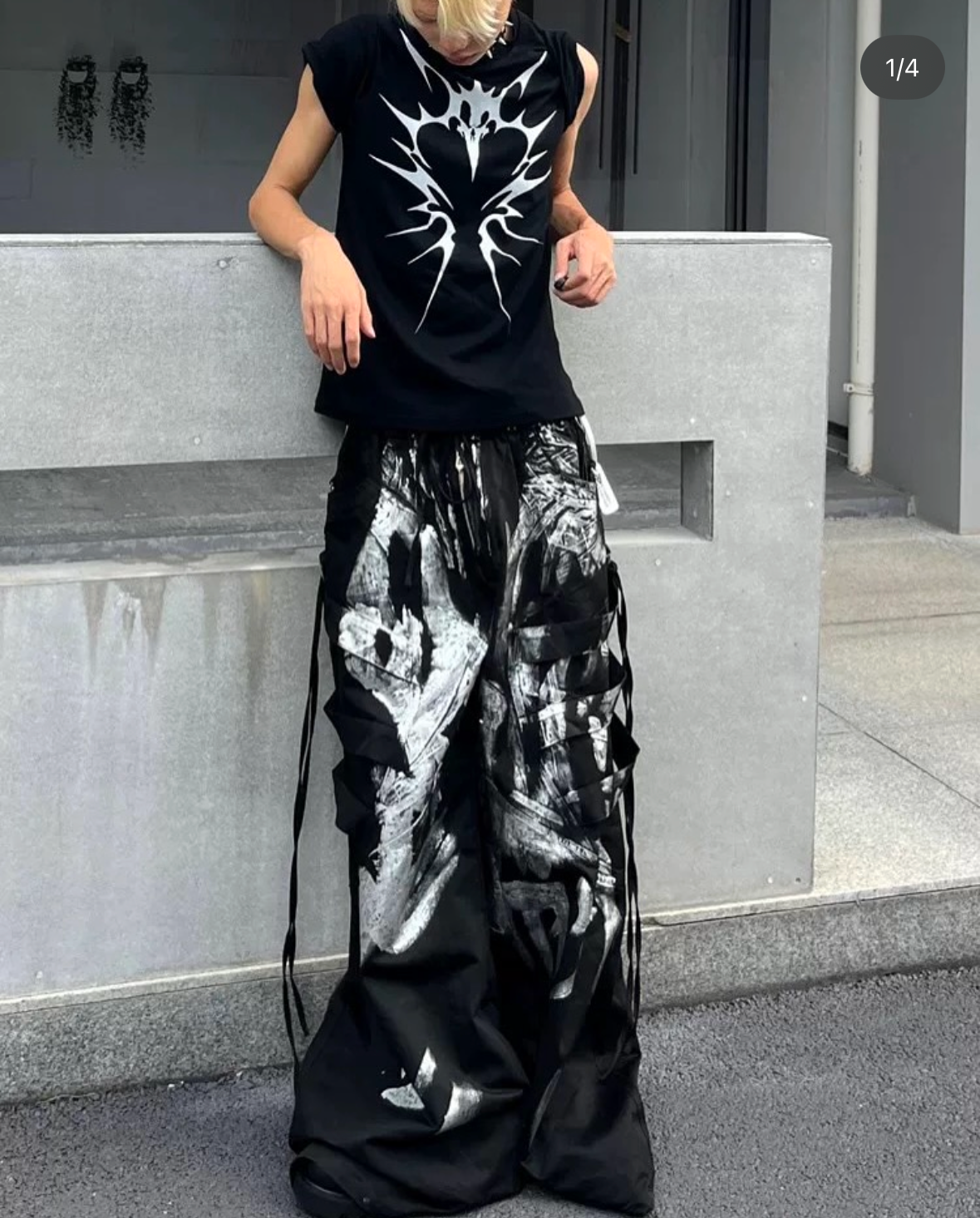 美式暗黑噴漆愛心印花上衣