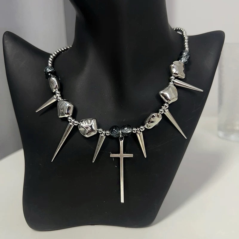 【Eternity】十字架龐克金屬項鍊 y2k鉚釘小眾高級不規則次文化配件