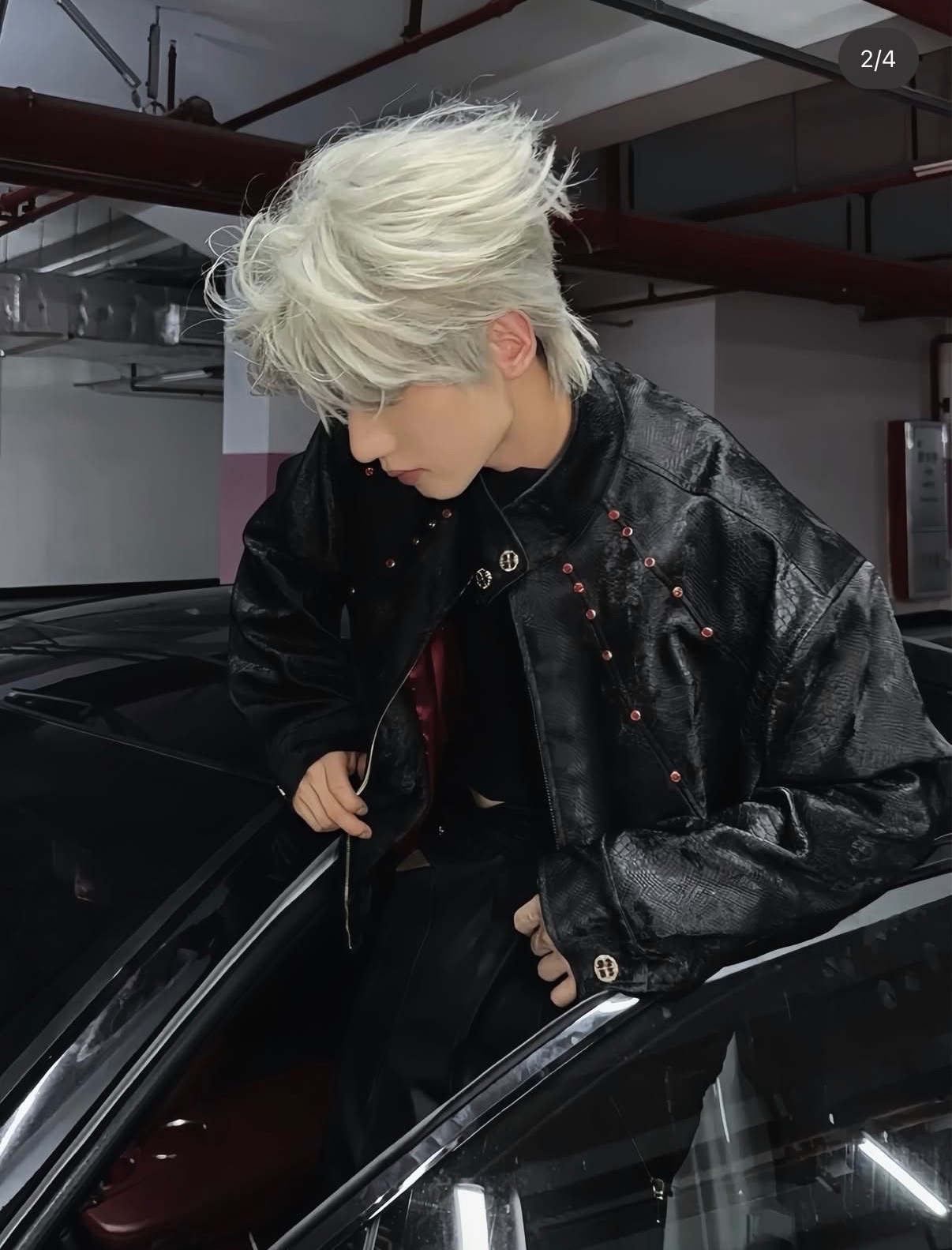 暗黑設計感蟒蛇紋理pu皮革短款墊肩皮衣外套☠️