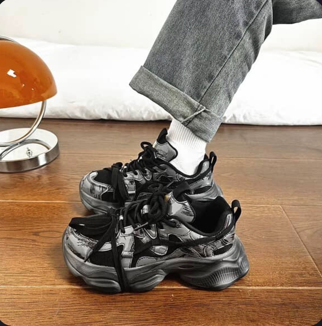 復古做舊黑武士老爹鞋 解構厚底增高運動休閒鞋