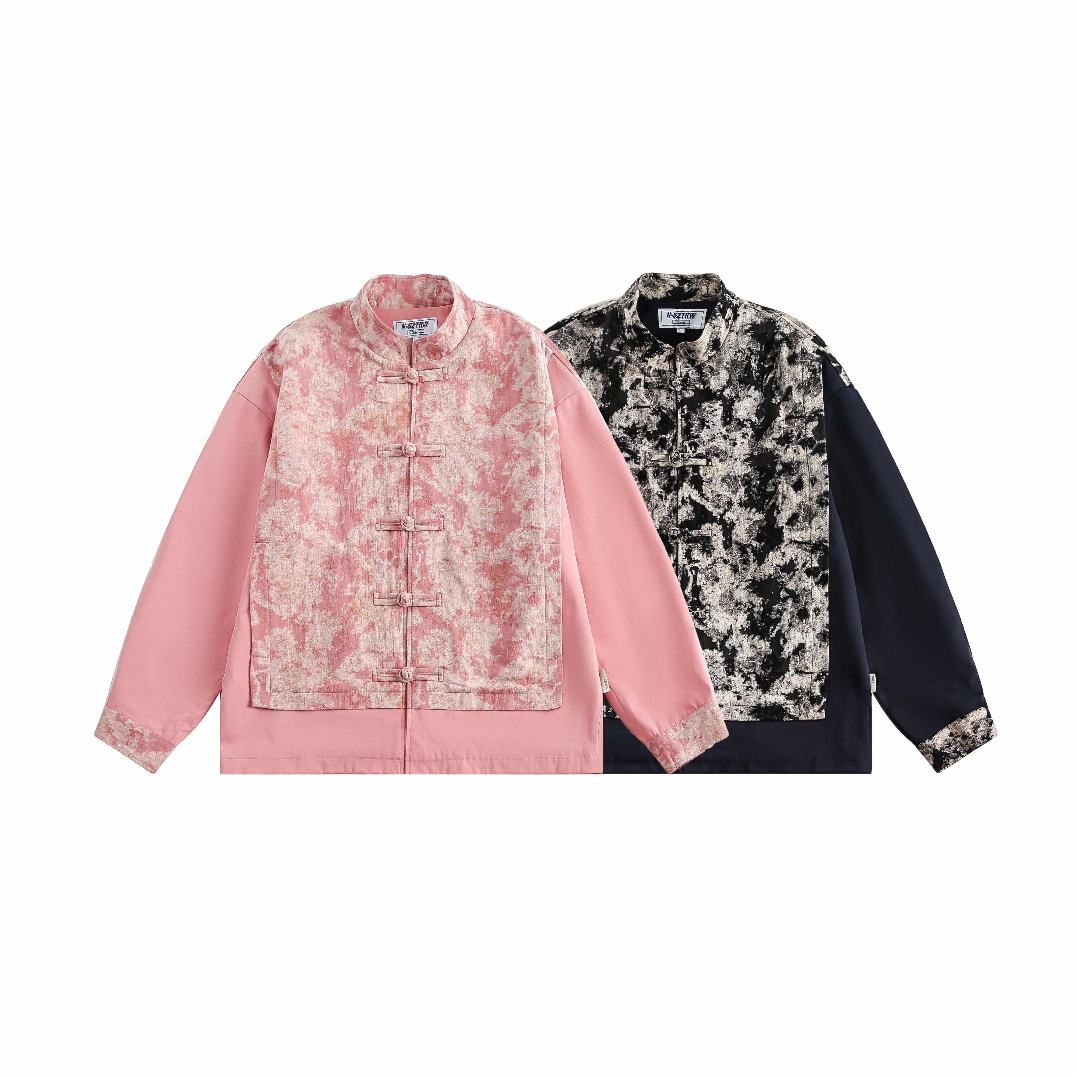 新中式立領中國風盤扣外套男女款拼接藝術感國潮情侶夾克/w169