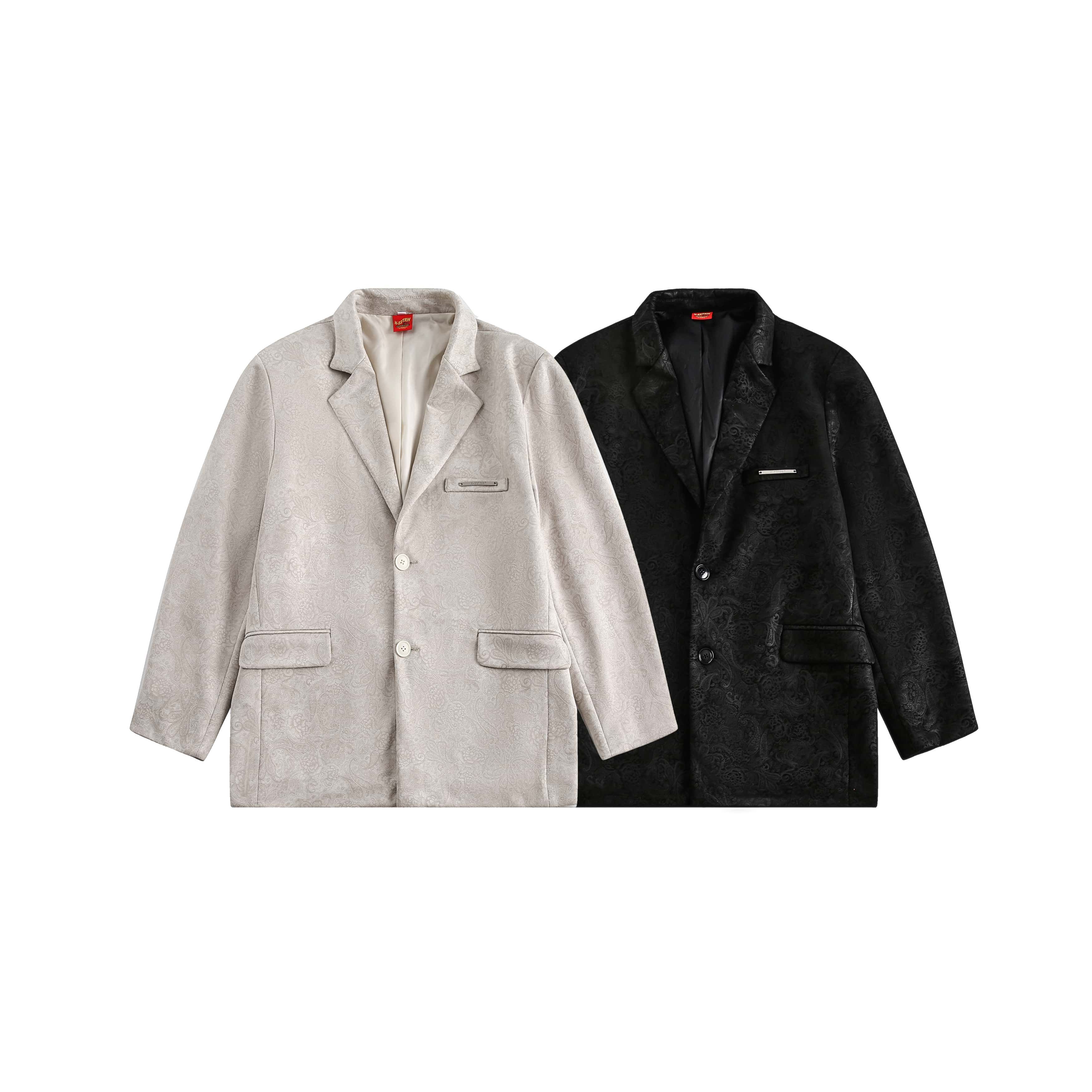 麂皮絨提花西裝男女新中式設計感西服外套/w171