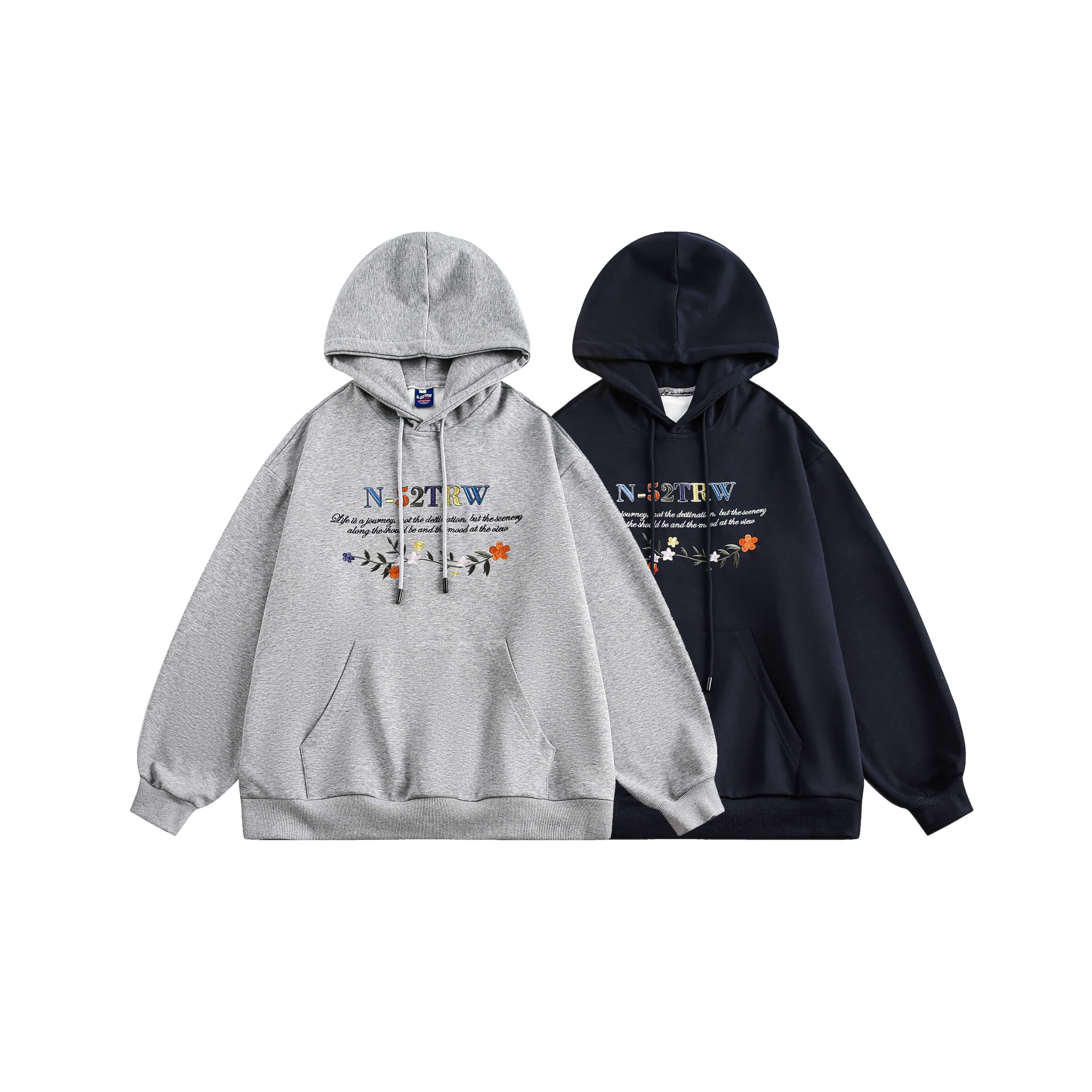 美式復古潮牌學院風刺繡連帽衛衣男女oversize情侶款外套/WY66