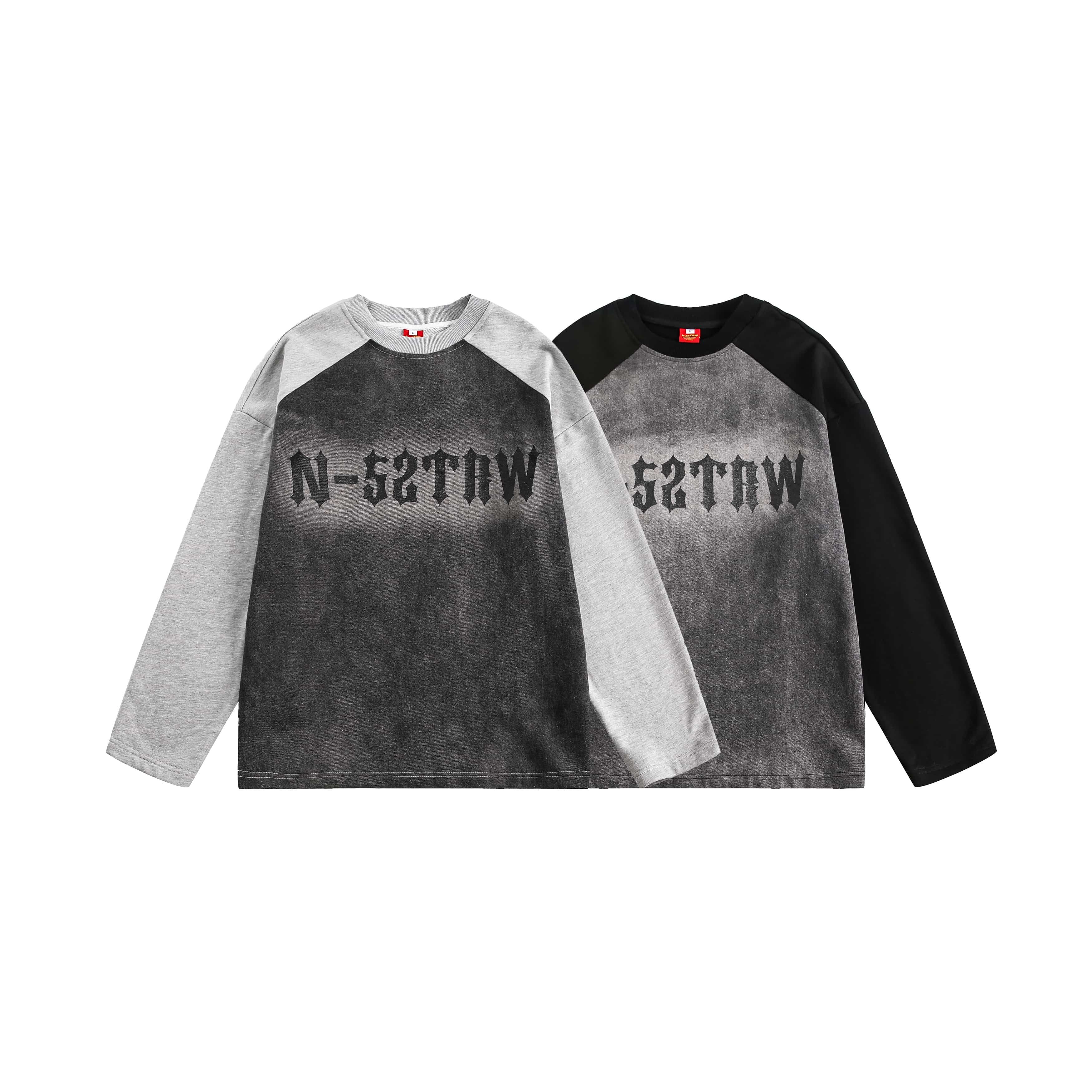 美式復古潮牌高街插肩袖衛衣男女oversize情侶上衣/WY67