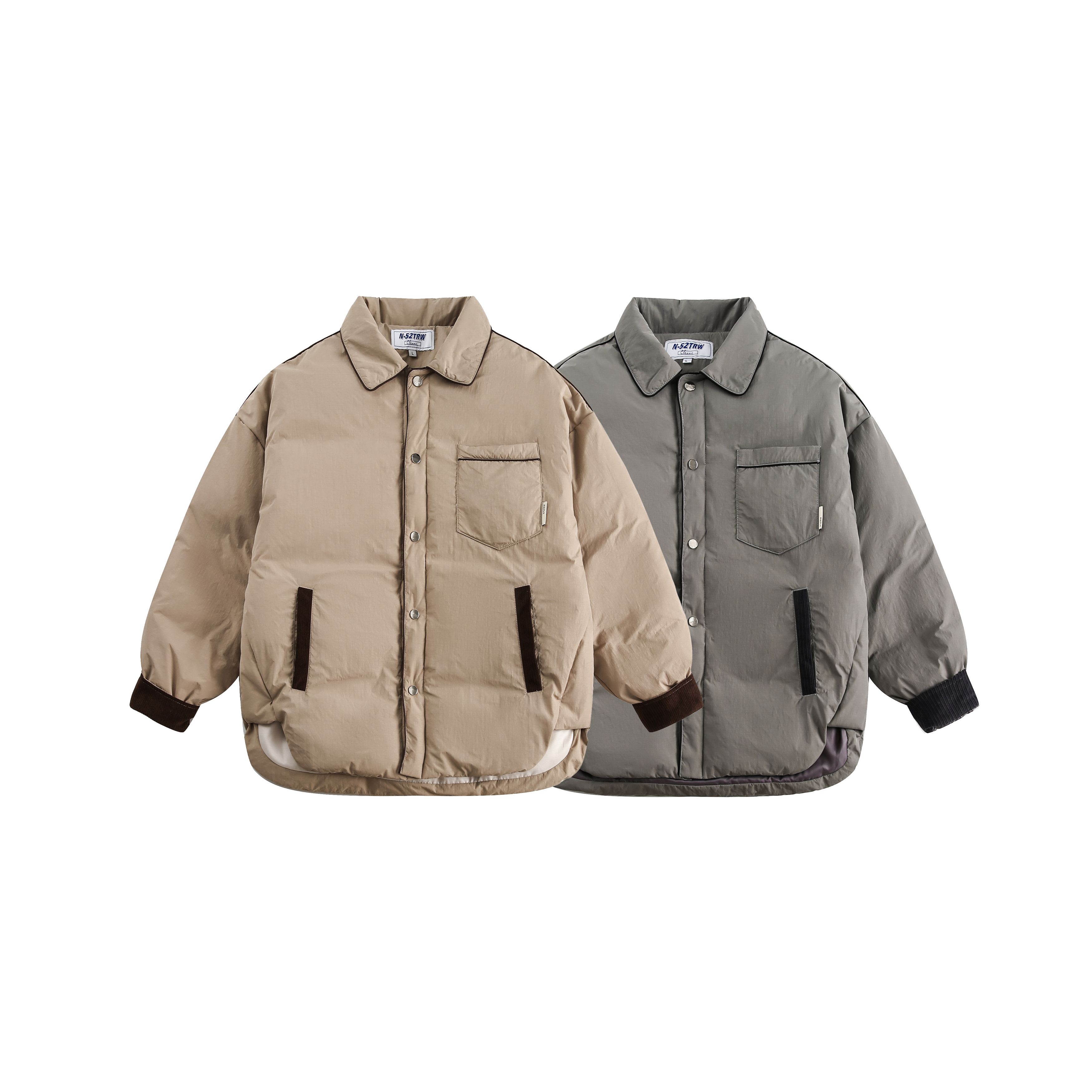 棉服秋冬季拼色夾棉外套時尚翻領棉襯衫洋氣保暖棉衣/MF101