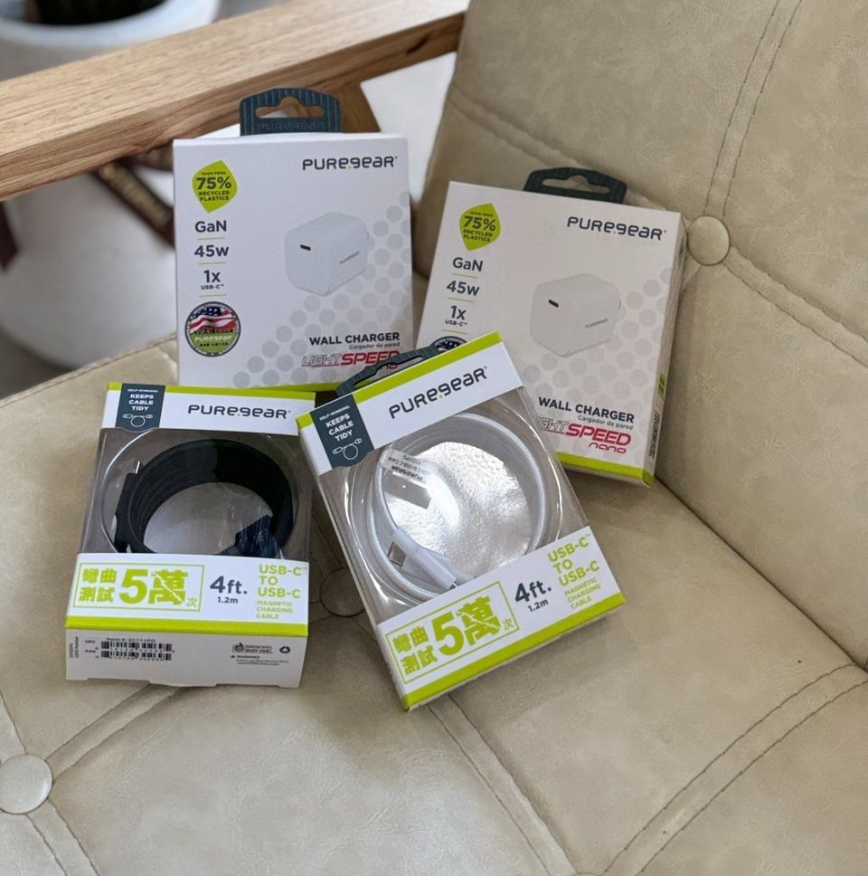 普格爾 45W 氮化鎵PD電源供應器/磁吸收納編織線