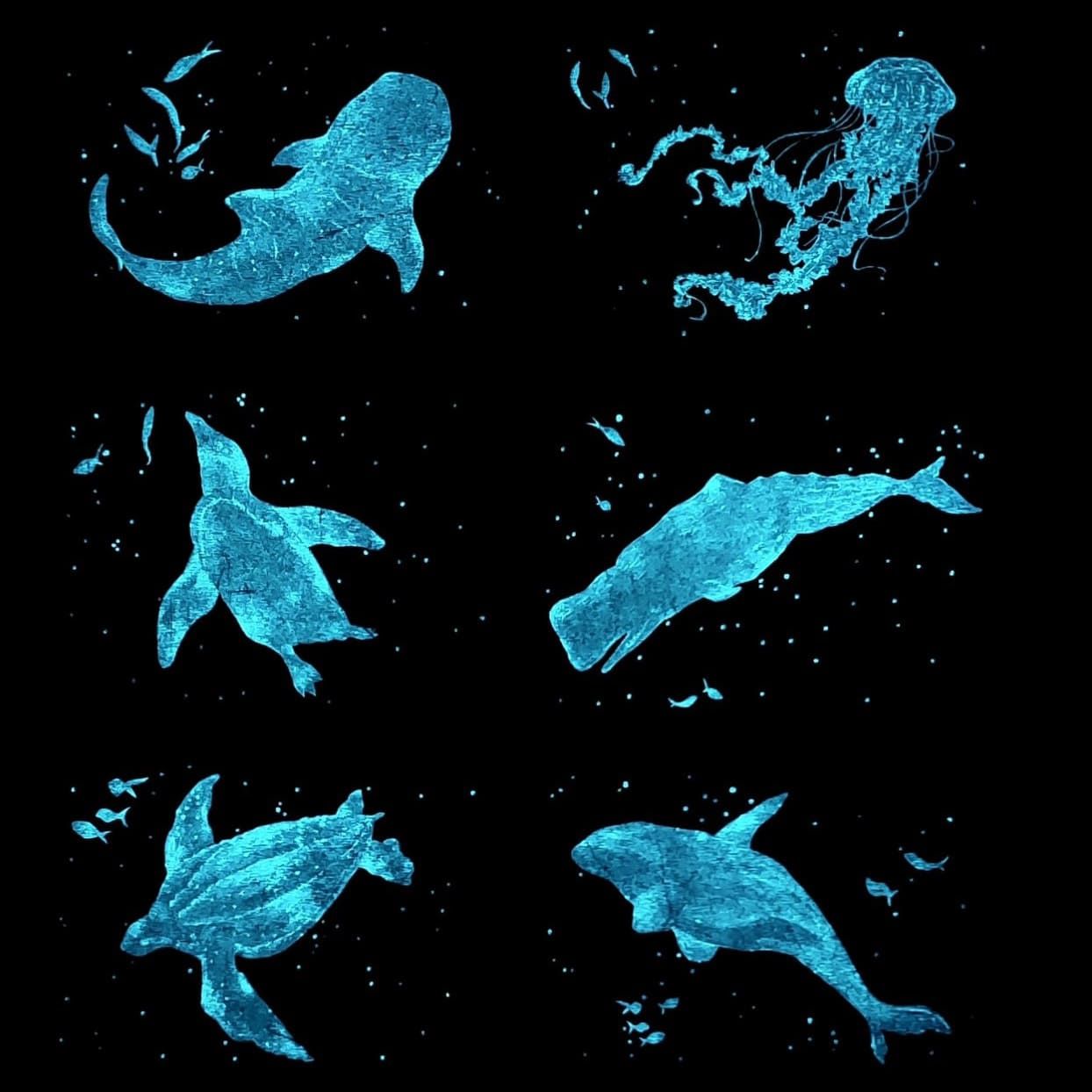 星空 夜光明信片  藍色夜光效果