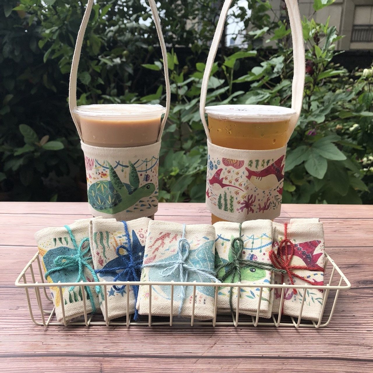 海洋生物環保飲料杯袋 提袋