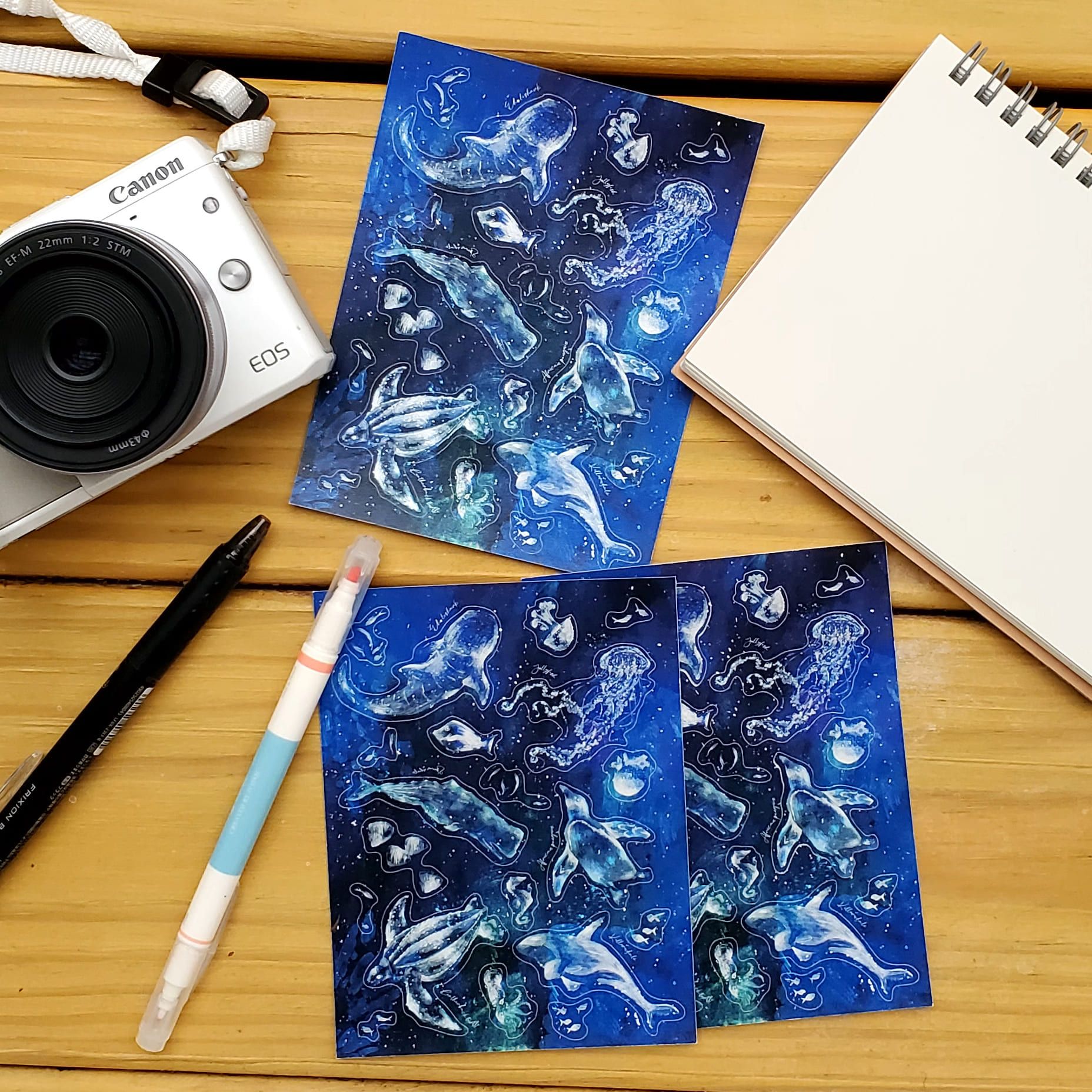 海洋星空貼紙  夢幻珠光A6 筆記本貼紙