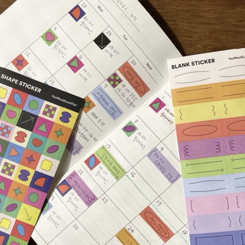 韓國you would love this貼紙 幾何圖案貼紙 標籤貼紙 月記事裝飾貼紙 手帳貼紙