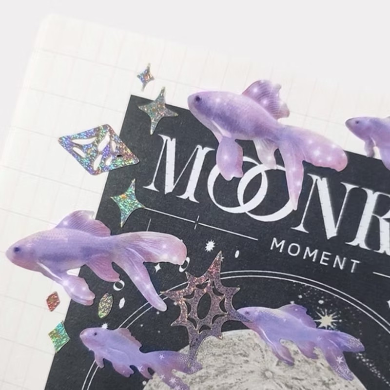 韓國echo de soul夢幻金魚貼紙 復古貼紙 奇幻風格貼紙 手帳貼紙 手機殼裝飾貼紙 手帳拼貼素材