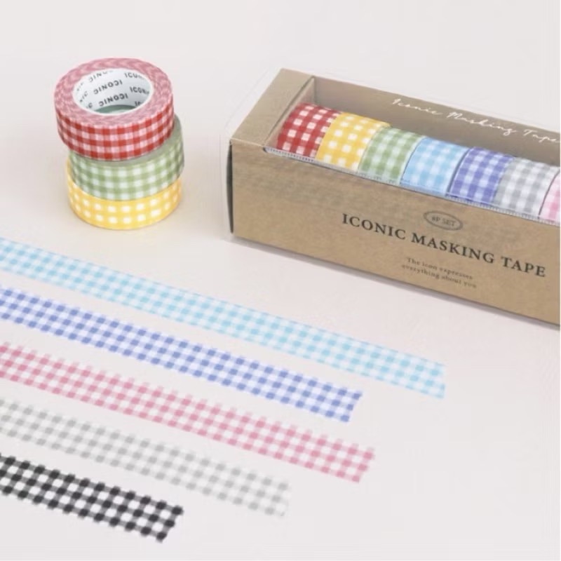韓國iconic紙膠帶 單捲賣場 格紋紙膠帶 清新溫柔款 清新可愛款