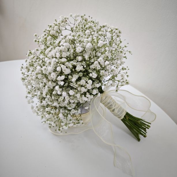 新鮮滿天星圓形手綁捧花 （可乾燥）