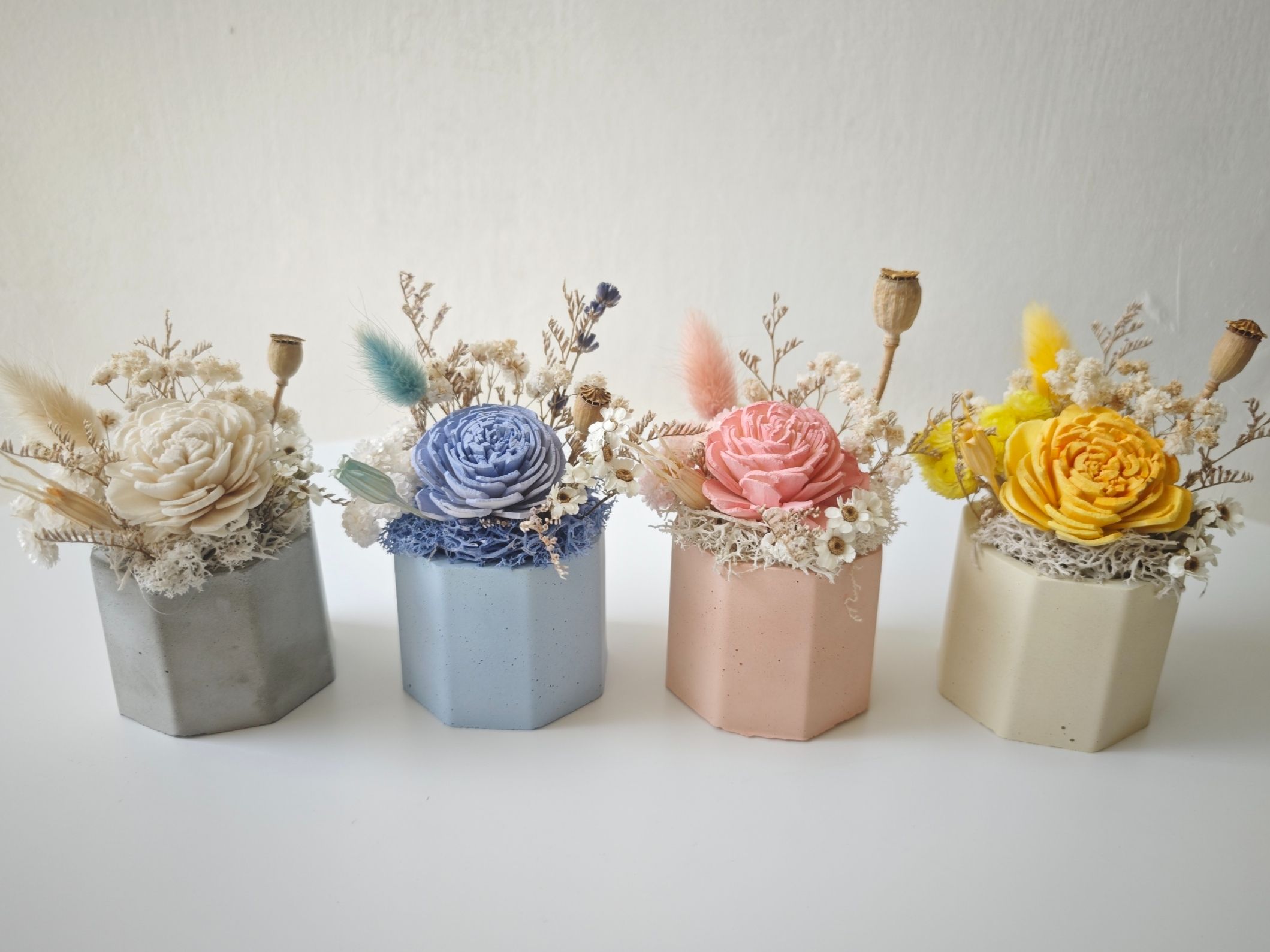 乾燥花盆栽 成品及材料包 婚禮小物 擴香花盆栽