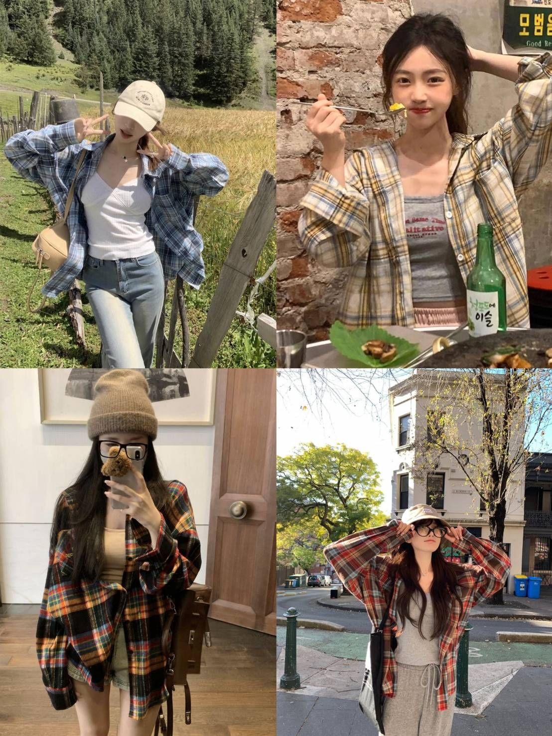 慵懶風格紋襯衫