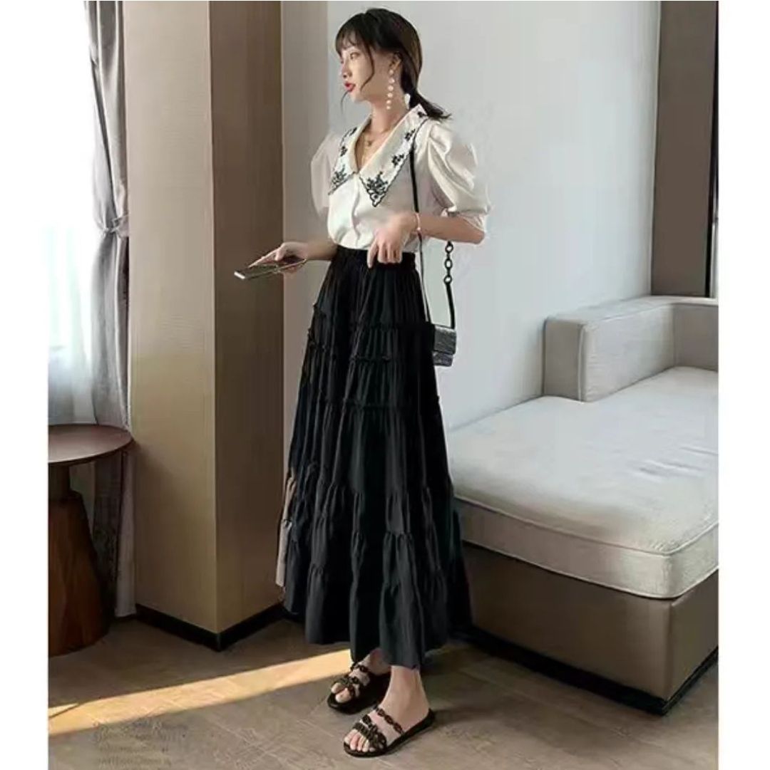 半身高腰A字長裙（有內襯）