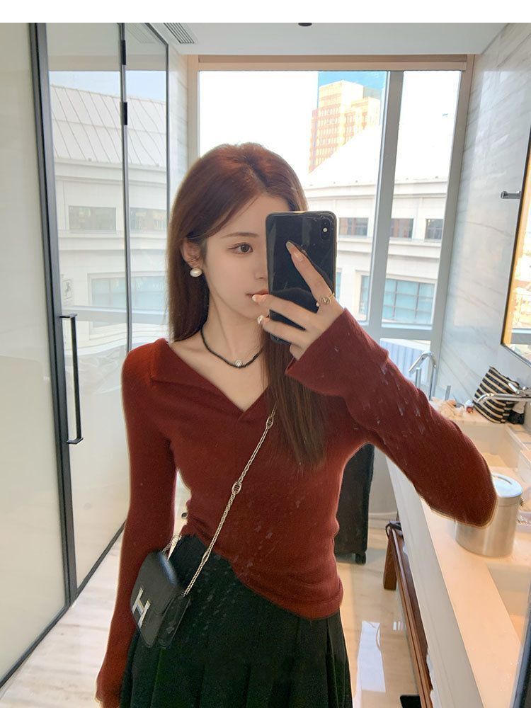 V領顯瘦辣妹打底衫