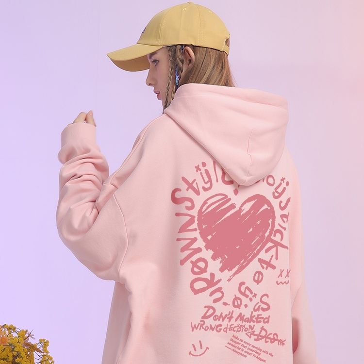 粉色愛心加絨帽t（建議往上帶一個尺碼）