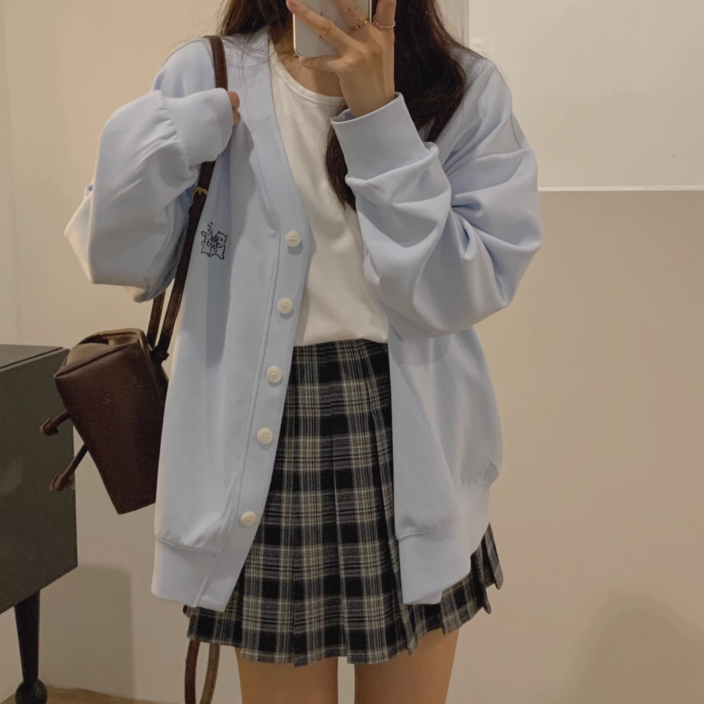 韓版兔子刺繡學院風開衫外套（薄款）
