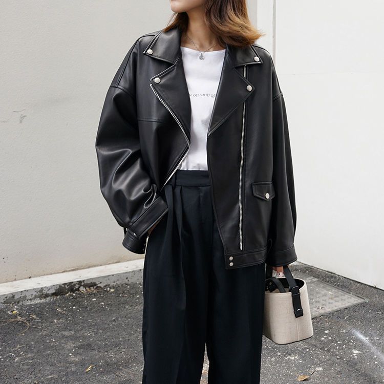 韓版PU機車皮衣