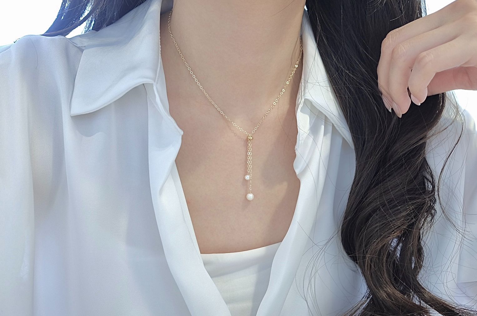 雨雪序曲。天然淡水珍珠項鍊。P.Sstudio。