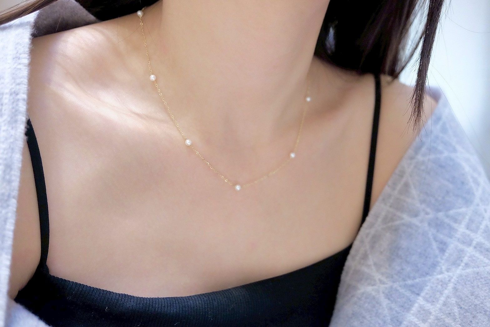 小點點。天然淡水珍珠項鍊✨美國注金。P.Sstudio。