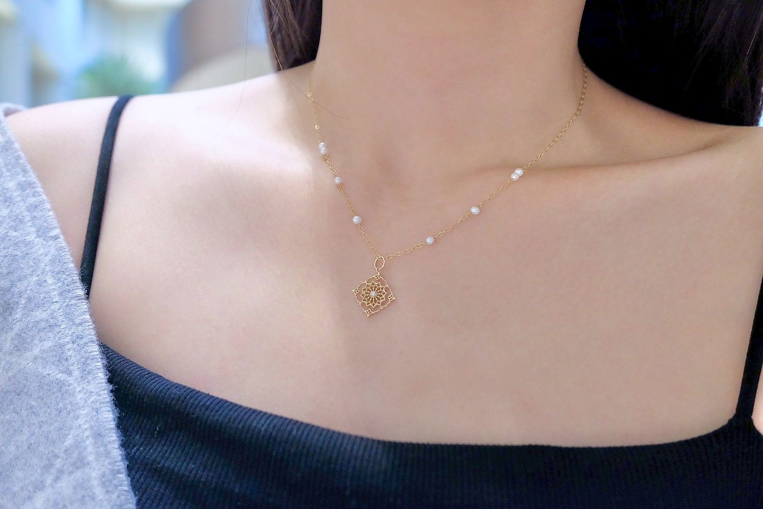 花語。天然淡水珍珠項鍊✨美國注金。P.Sstudio。