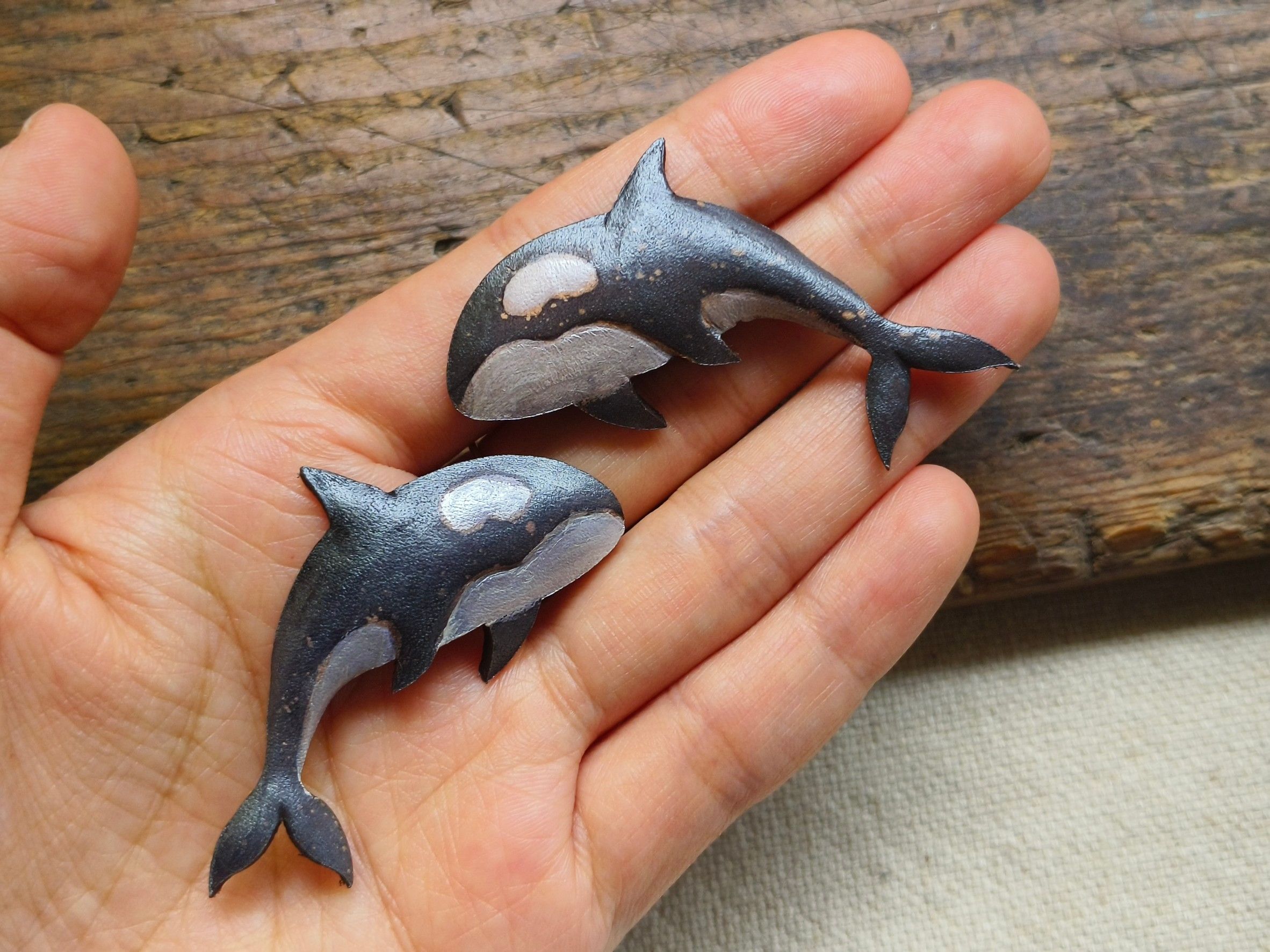 【殺人鯨、虎鯨/隻】手染皮革飾品