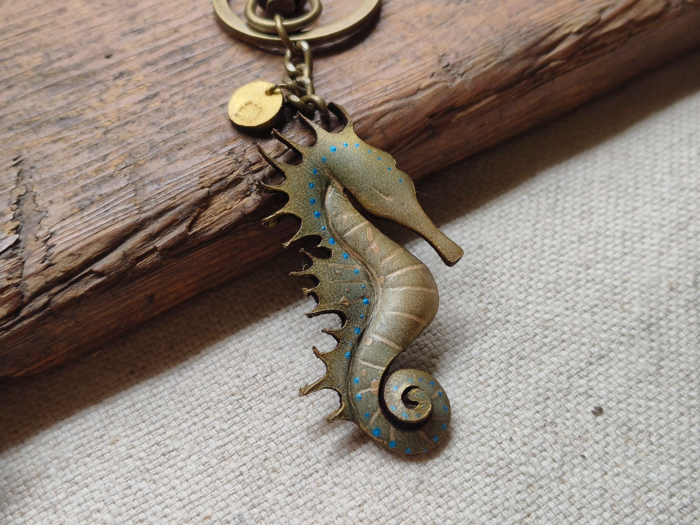 【海馬鑰匙圈/隻】手染皮革飾品