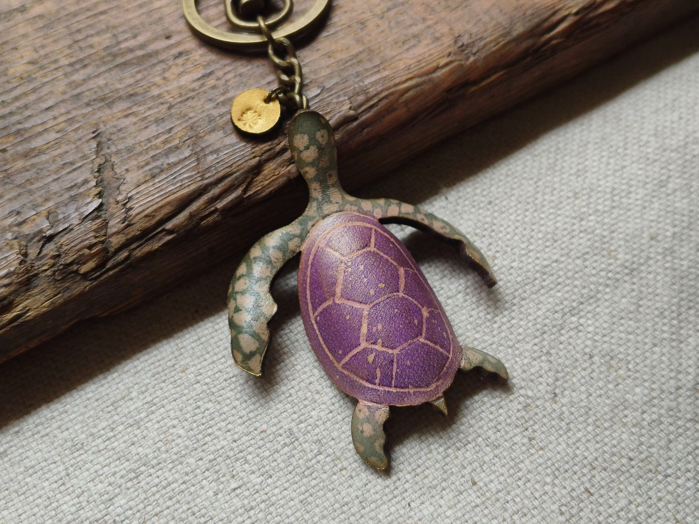 【海龜鑰匙圈/隻】手染皮革飾品