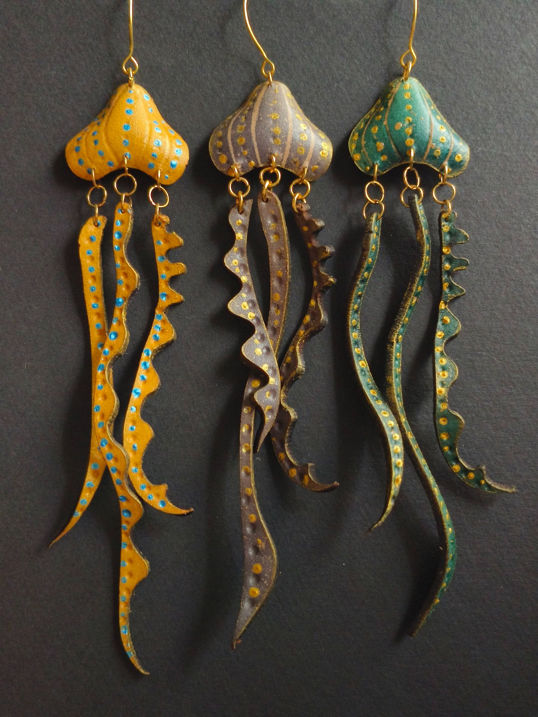 【水母/單隻】手染皮革飾品