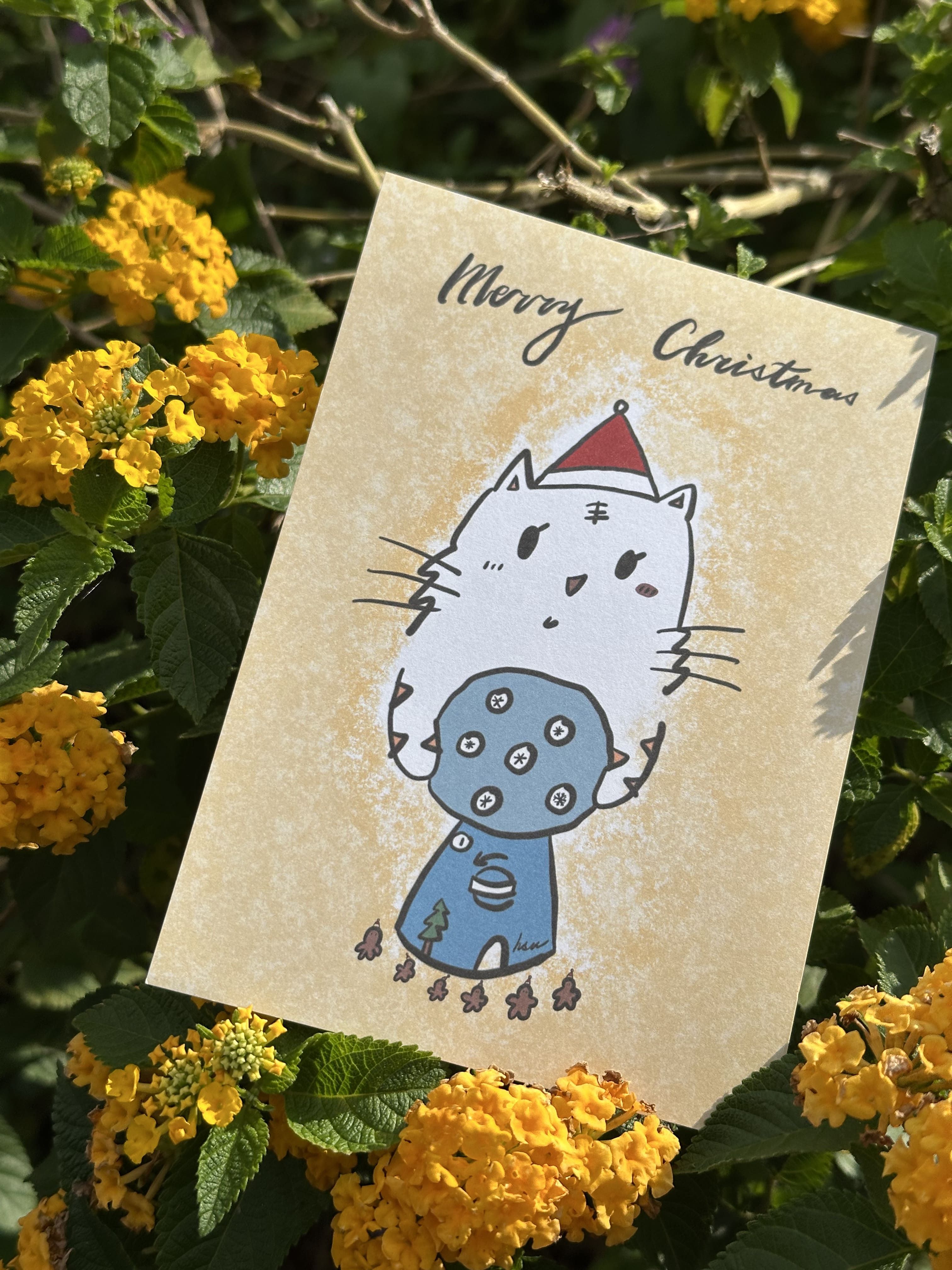 聖誕水晶球扭蛋機 雙面明信片