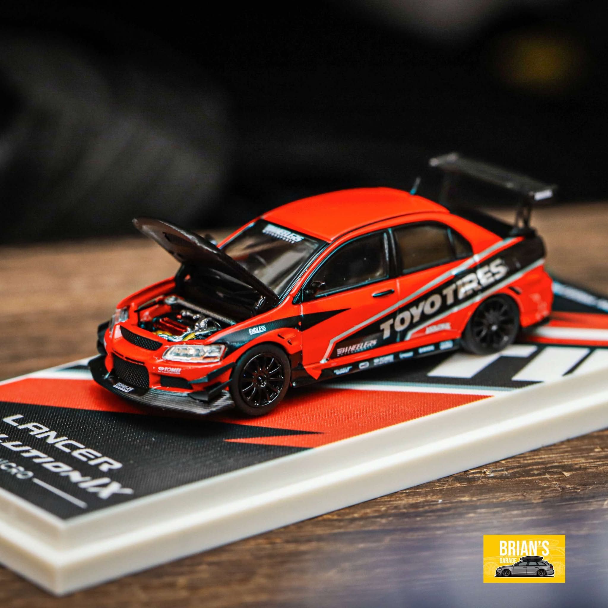 （林口現貨） TM 1/64 Mitsubishi Lancer EVO IX 9代 合金模型車 引擎蓋可開