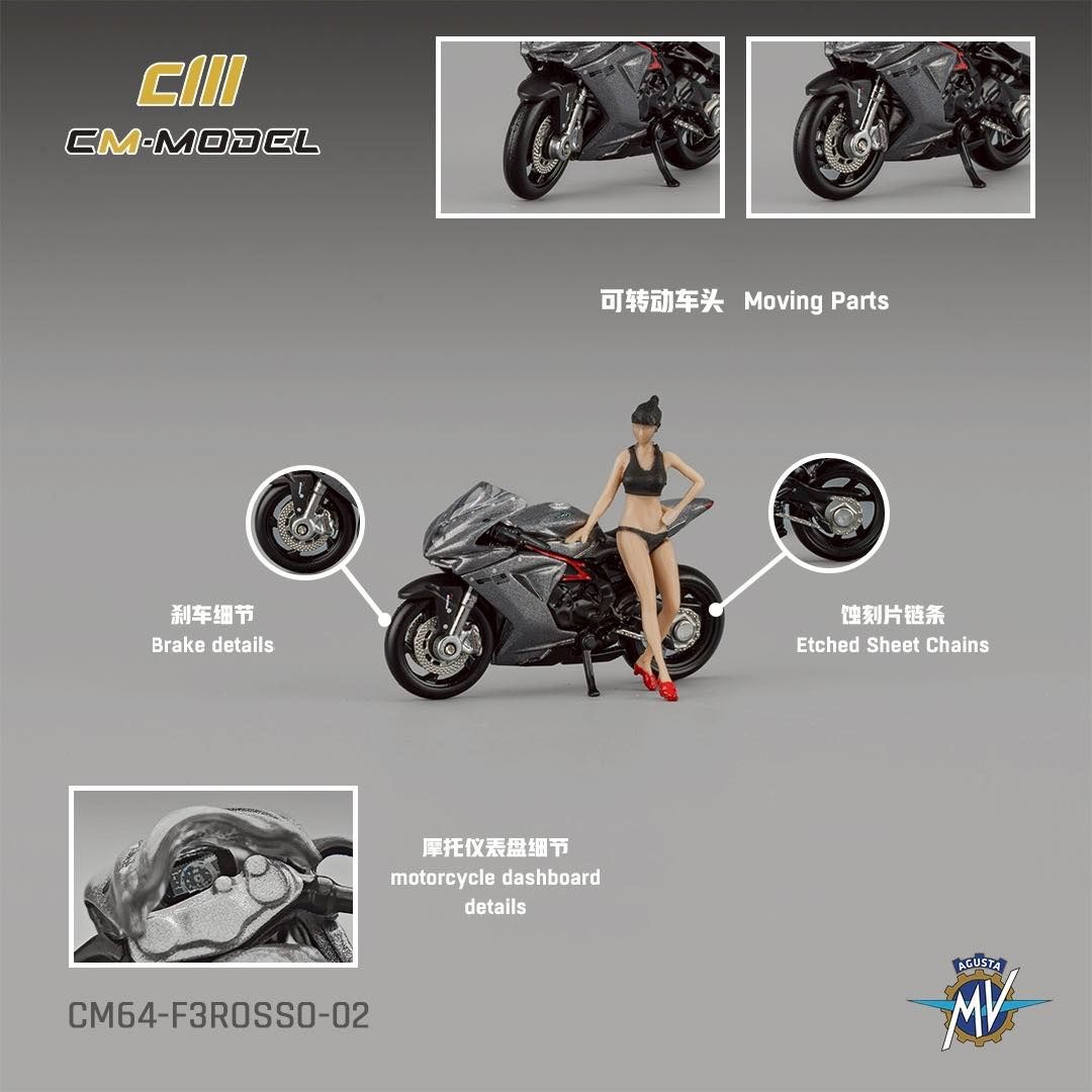 （林口現貨）CM MODEL 1/64 MV Agusta F3Rosso 金屬灰色