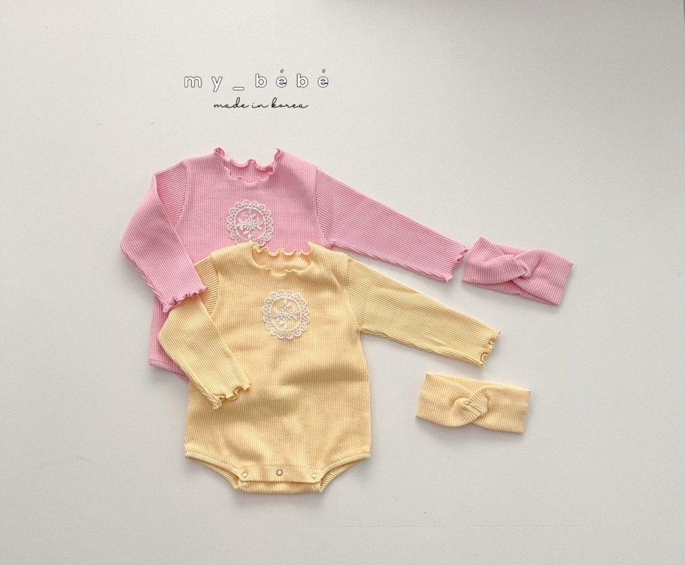 【預購】My Bebe ｜ 蕾絲雕花髮帶包屁衣