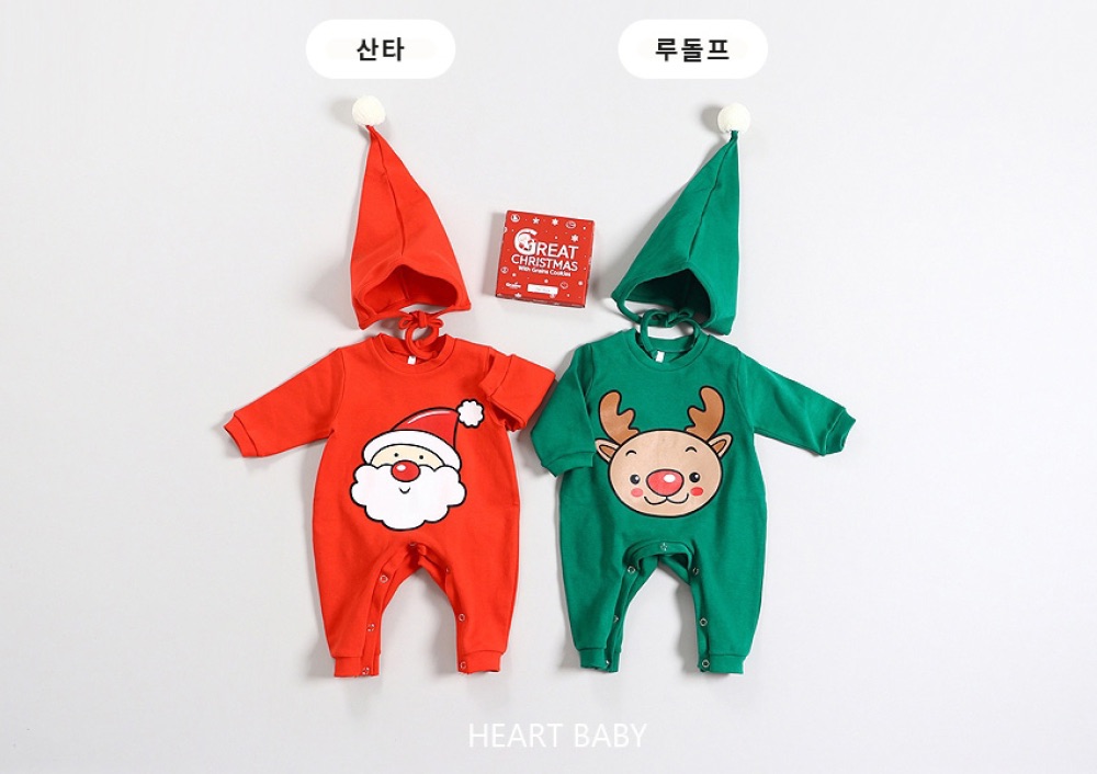 【預購】HEART BABY｜ 聖誕印花包屁衣套裝