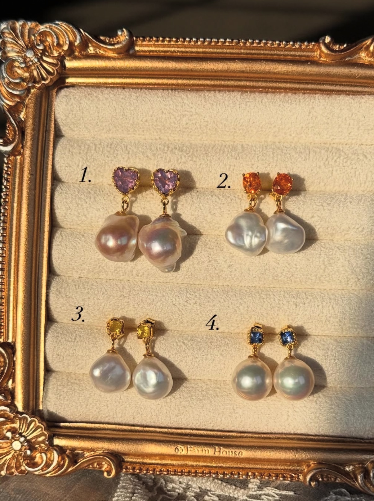 ⁂ 彩寶珍珠耳飾/絕版庫存，些微存放痕跡，超值特惠！